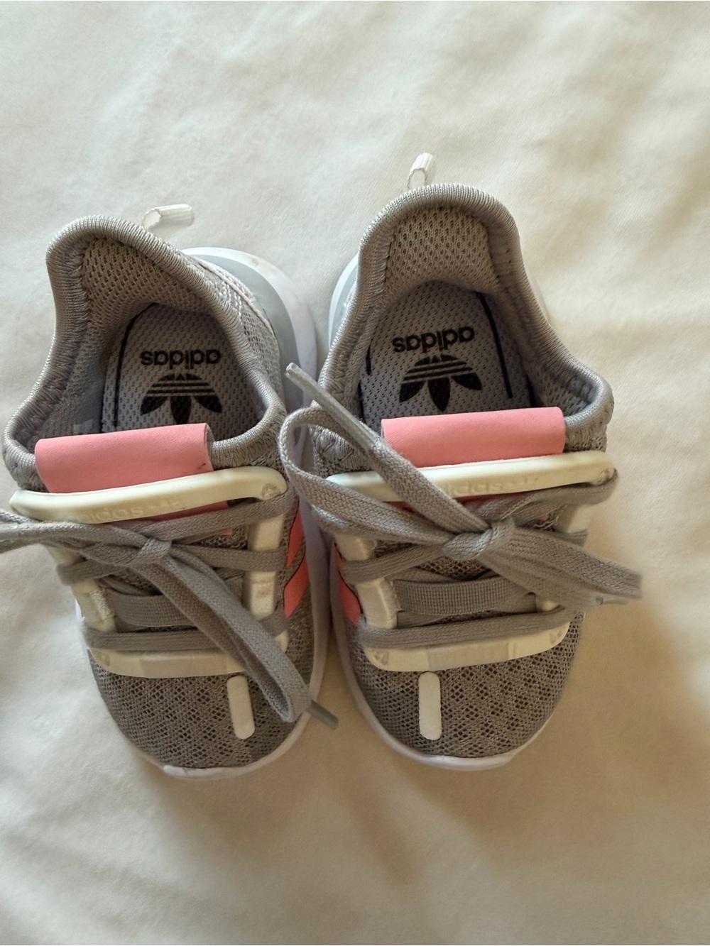 adidas Kids Grey and Pink Mesh Trainer